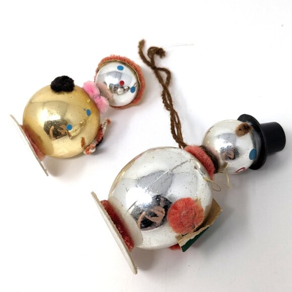 Mid Century Christmas Ornaments Shiny Snowman Choir Boy Girl Japan Felt Chenille - Picture 4 of 8